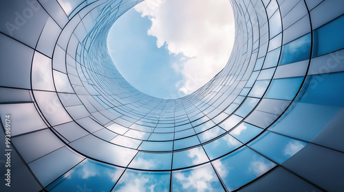 Low angle view of futuristic architecture, Skyscraper of office building 