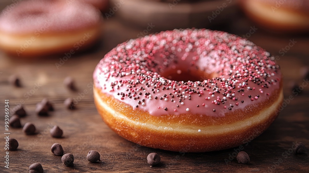 Chocolate Donut with Sprinkles on Playful Background Perfect for Dessert Menus or Bakery Promotions Chocolate Donut with Sprinkles on Playful Background Perfect for Dessert Menus or Bakery Promotions