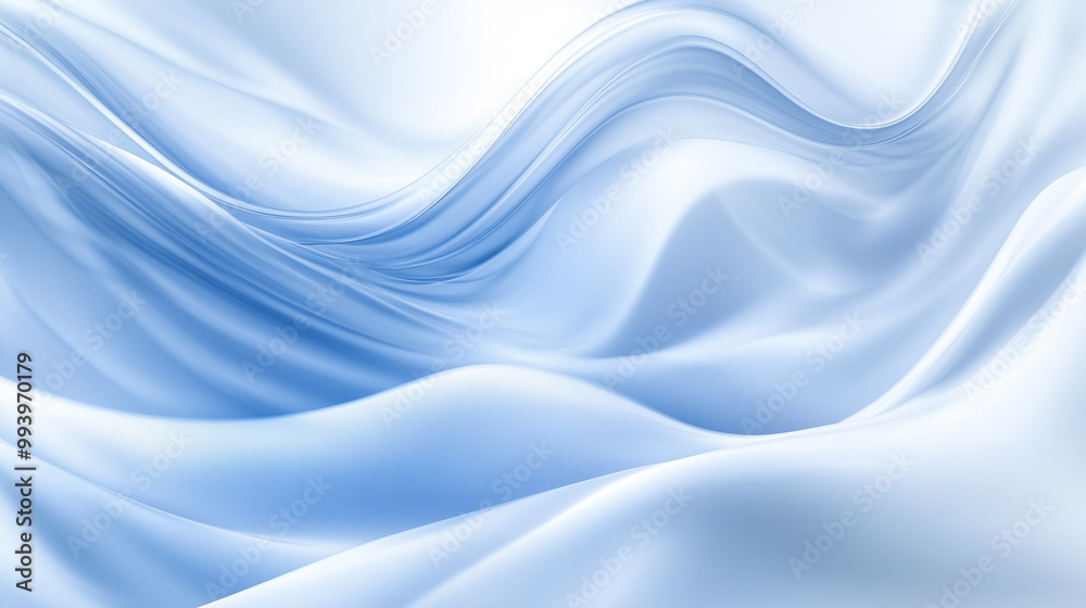 Fototapeta premium Soft flowing silky fabric in serene light blue waves