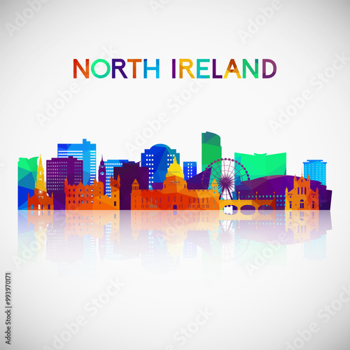 North Ireland skyline silhouette in colorful geometric style. Symbol for your design. Vector illustration.