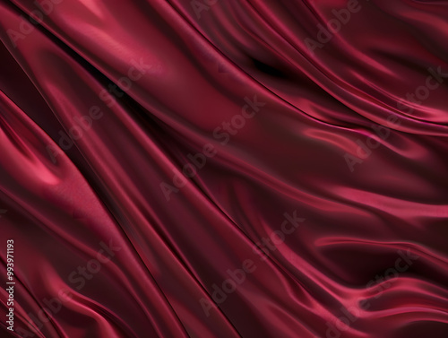 A rich, flowing texture of deep red fabric, showcasing elegant folds and a luxurious sheen, perfect for fashion or interior design themes.