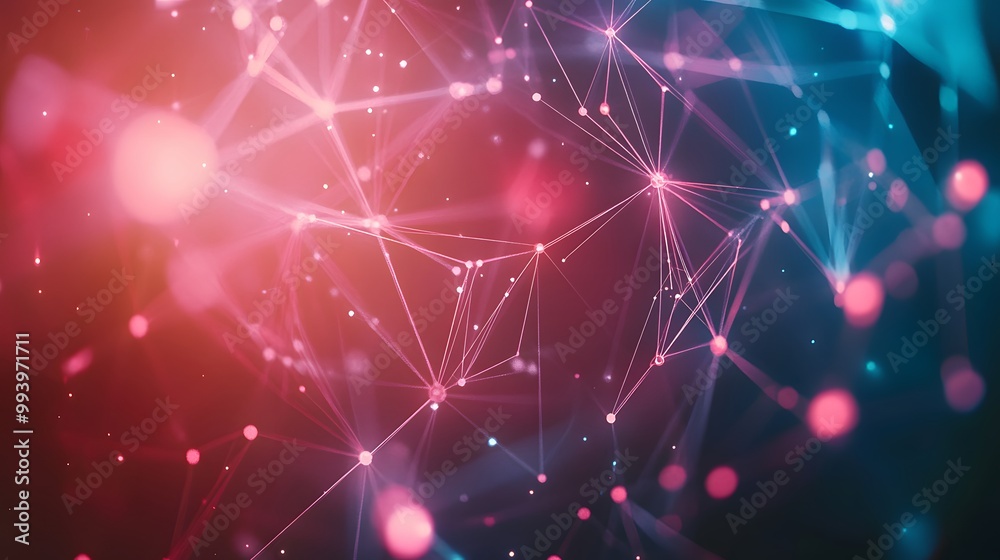 Abstract Pink and Blue Network of Glowing Lines and Dots Abstract Pink and Blue Network of Glowing Lines and Dots