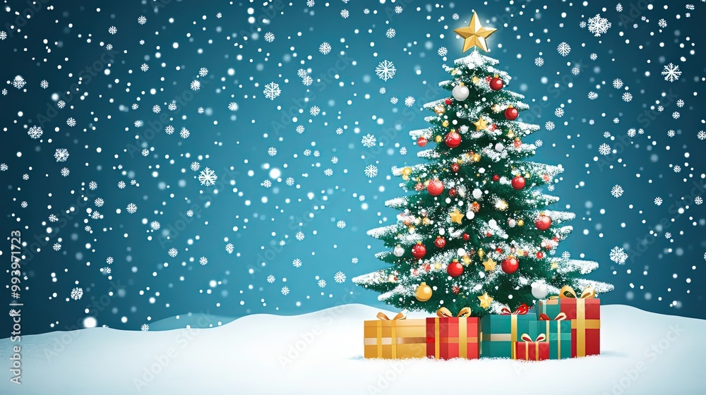 Obraz premium christmas tree with gifts