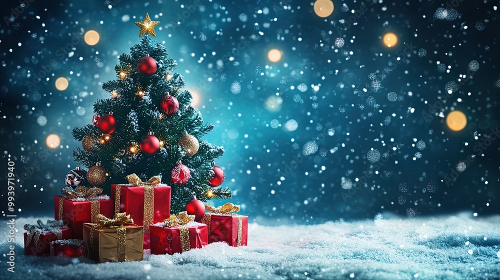 Fototapeta premium christmas tree with gifts