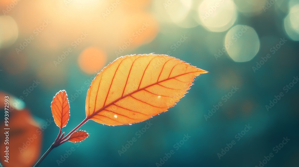 A bright autumn leaf against a blurred background. A bright autumn leaf against a blurred background.