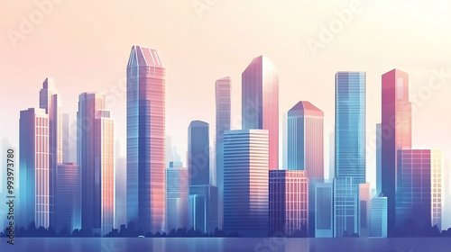 A futuristic skyscraper with a sleek, reflective glass facade rising against a clear blue sky, showcasing modern urban architecture 