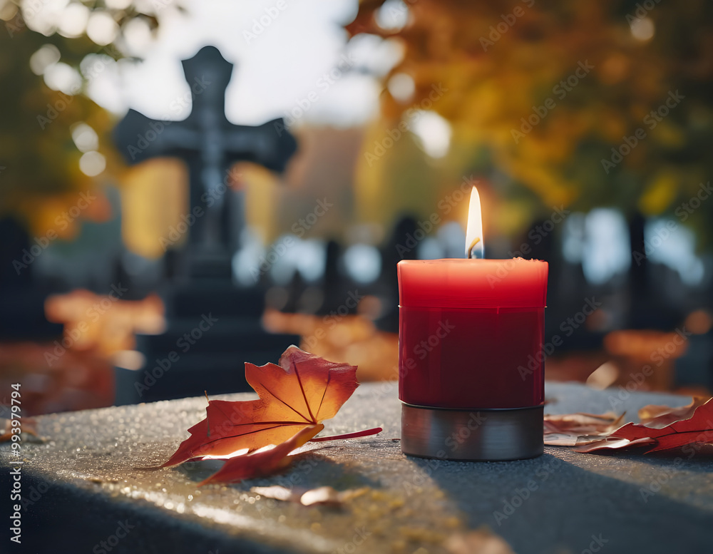 Fotografie Votive candle on the grave