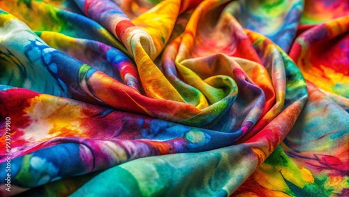 Colorful Stains and Patterns on Fabric Creating an Artistic and Abstract Background for Design