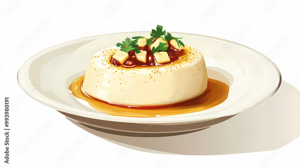 Illustration of Delicious Food on a Plate, Yummy Food Concept Illustration of Delicious Food on a Plate, Yummy Food Concept