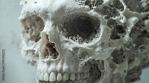 Close-up of Human Skull: Detailed Anatomy and Texture photo