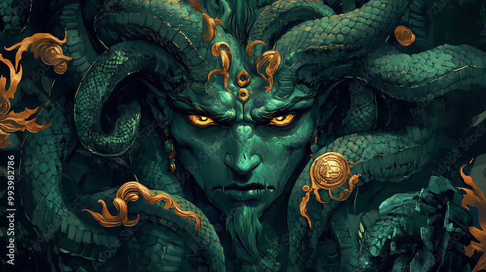 Obraz premium Perseus gorgon logo Gorgon. Illustration
