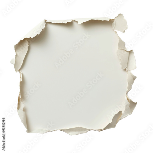 Old paper with cut edges isolated on transparent background.