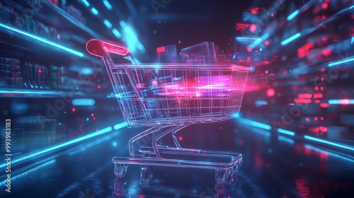 futuristic shopping delivery hologram