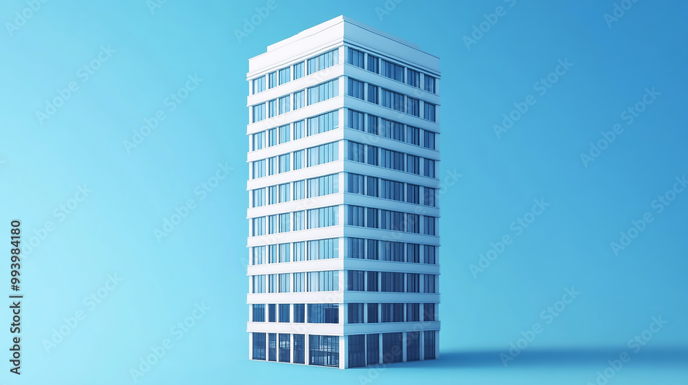 Reflective glass facade of a skyscraper against a blue sky with clouds Reflective glass facade of a skyscraper against a blue sky with clouds