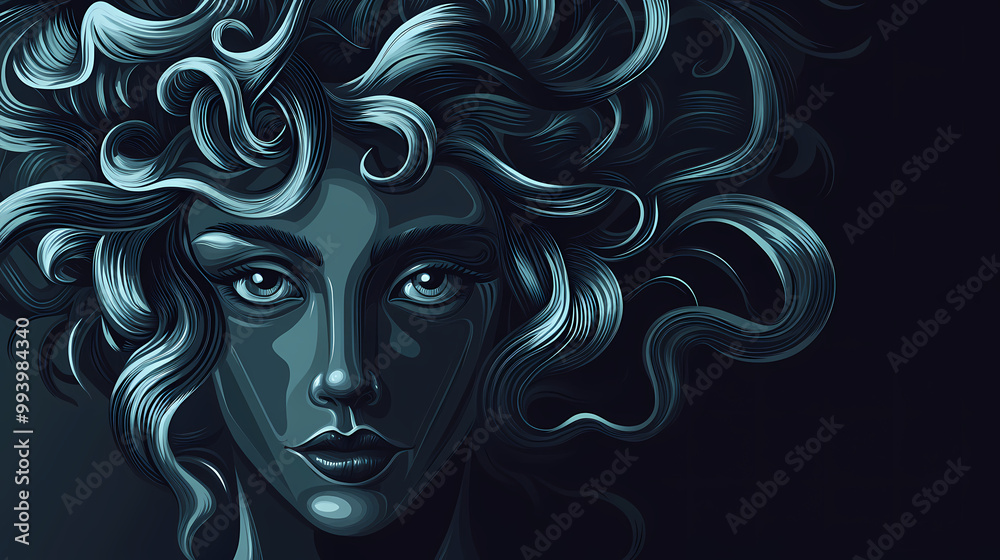 Illustration of medusa on a dark background. Gorgon. Illustration Illustration of medusa on a dark background. Gorgon. Illustration