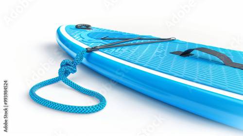 Safety leash for securing the paddle to the paddleboard isolated on white background photo