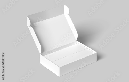 empty white Paper mailing box Cardboard box isolated on white background 