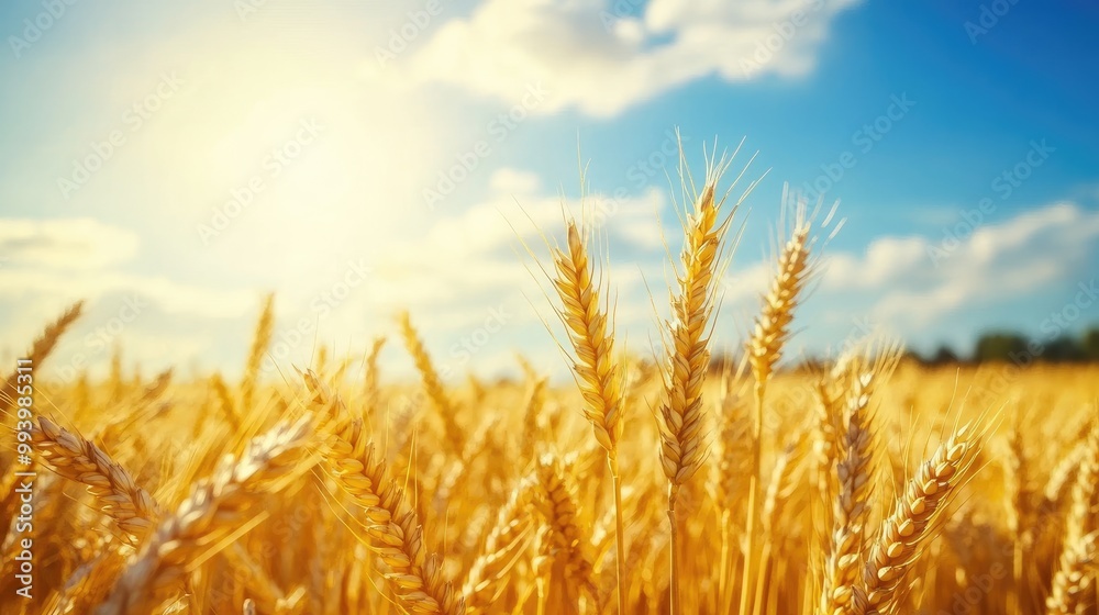 A golden wheat field stretching toward the horizon, vibrant under the summer sun, symbolizing agriculture and nature. A golden wheat field stretching toward the horizon, vibrant under the summer sun, symbolizing agriculture and nature.