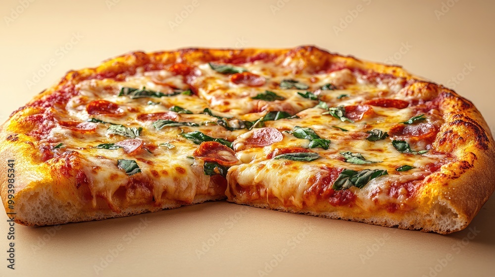 Delicious Slice of Pizza with Melty Cheese and Colorful Toppings Perfect for Food Menus Delicious Slice of Pizza with Melty Cheese and Colorful Toppings Perfect for Food Menus