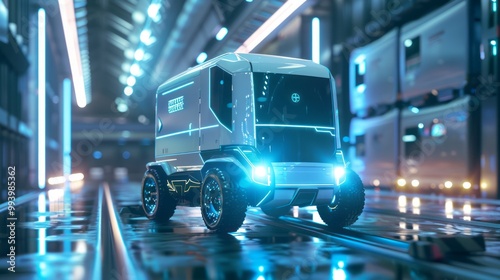 futuristic shopping delivery hologram