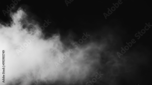 Fog or smoke isolated transparent special effect on black background. White vector cloudiness, mist or smog background.