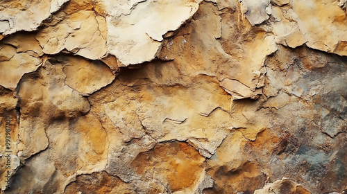 Close-up of Cracked and Weathered Sandstone Rock Face 