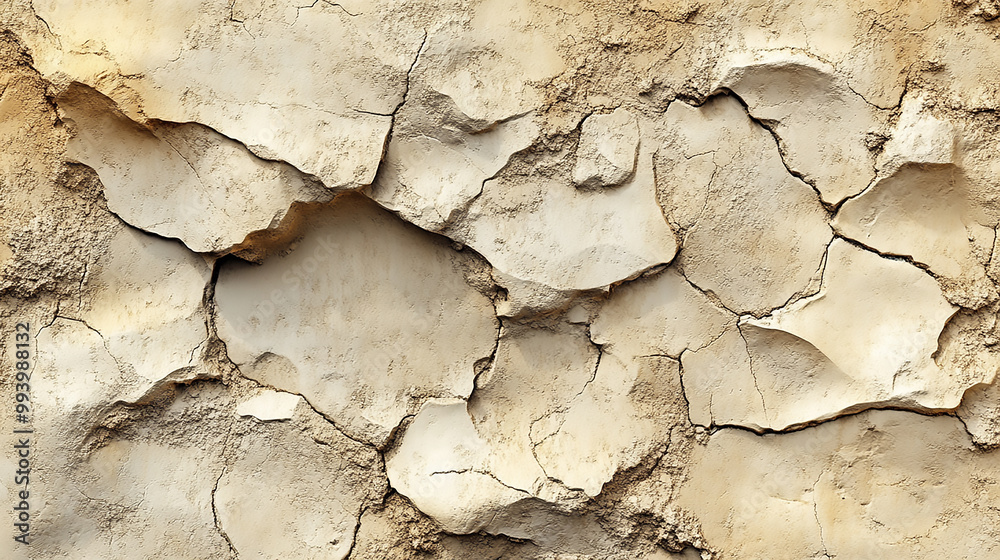 Close-up of Cracked and Weathered Sandstone Rock Face
