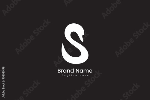S swan logo, Monogram, S abstract logo