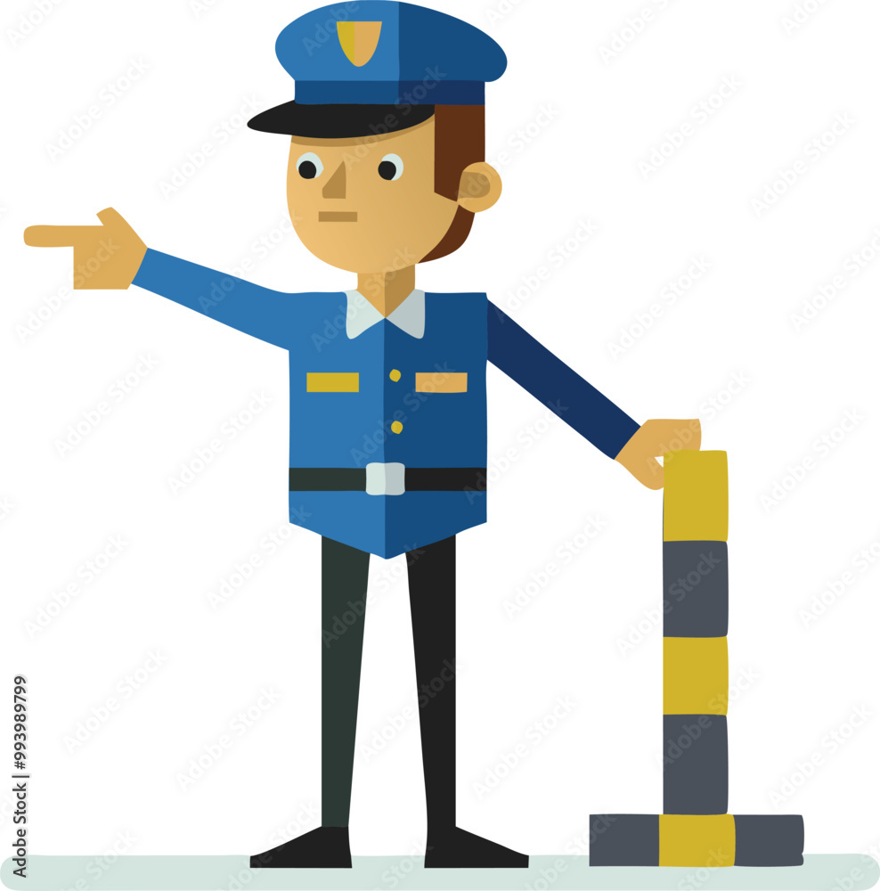 Police officer directing traffic with hand gesture, isometric law enforcement illustration Police officer directing traffic with hand gesture, isometric law enforcement illustration