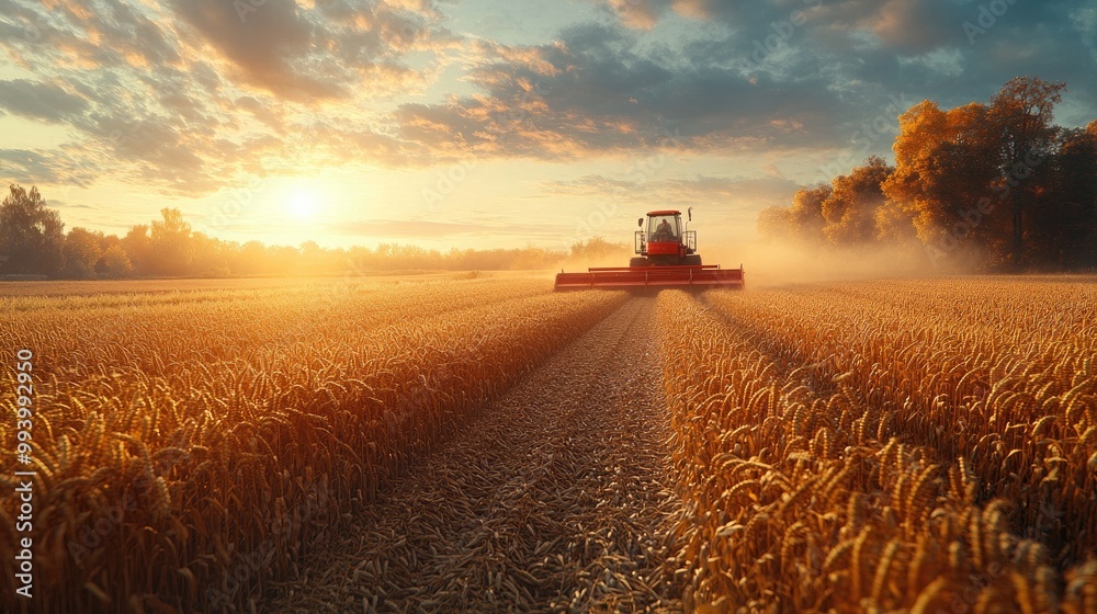 A Farmer Harvesting Crops Under a Vast Open Sky - Perfect for Agricultural Themes A Farmer Harvesting Crops Under a Vast Open Sky - Perfect for Agricultural Themes