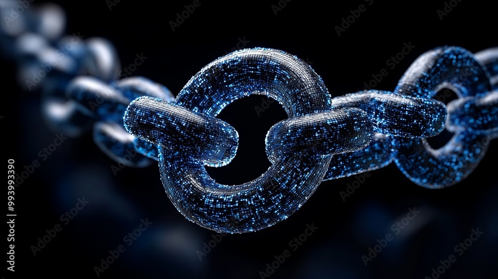 High-Tech Digital Chain with Glowing Links High-Tech Digital Chain with Glowing Links