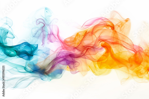 Swirling bands of colorful smoke in vibrant shades of blue, pink, orange, and purple create an abstract, captivating background perfect for artistic displays and digital wallpapers