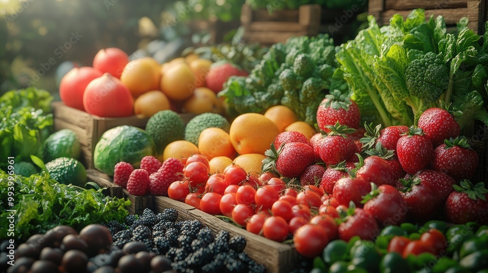 A Vibrant Medley of Organic Fruits and Vegetables Perfect for Healthy Living A Vibrant Medley of Organic Fruits and Vegetables Perfect for Healthy Living
