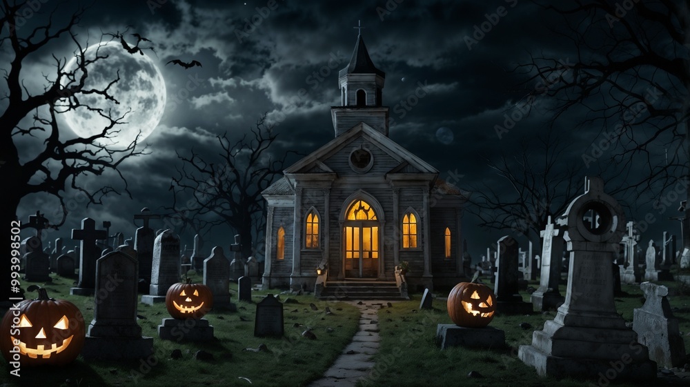 Halloween Scene Graveyard At Moonlight Halloween Scene Graveyard At Moonlight