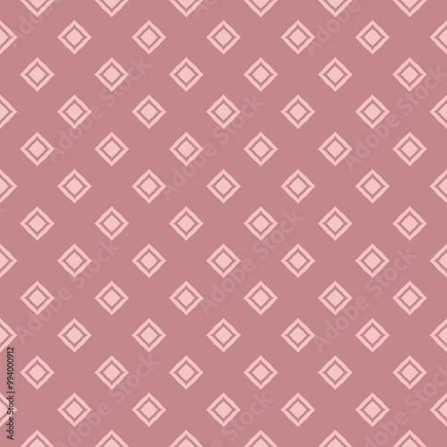 Simple vector abstract seamless pattern with diamond shapes, small rhombuses, grid. Subtle minimal background texture in pink tones. Stylish minimalist texture. Repeated geo design for decor, fabric