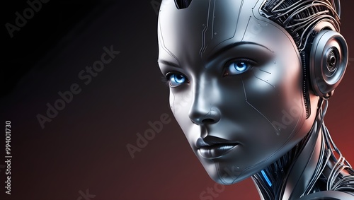 Artificial intelligence robotic woman side view  photo