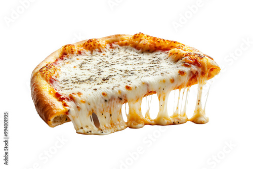 a slice of double cheese pizza with stretching cheese photo