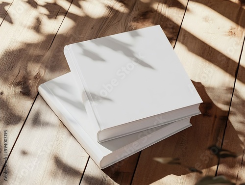 two white book cover mockups, stacked on top of each other photo