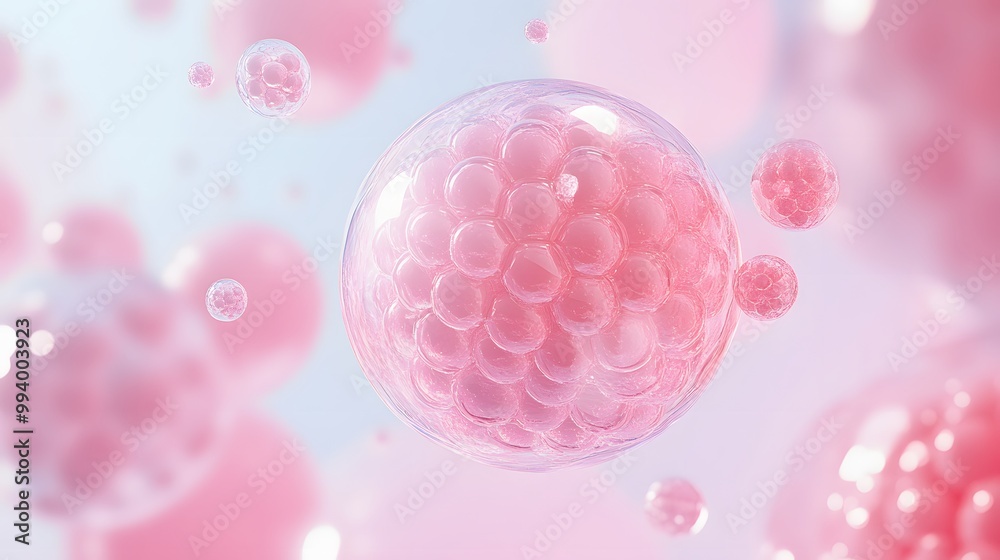 Pink Spheres Floating in a Blurred Background Pink Spheres Floating in a Blurred Background