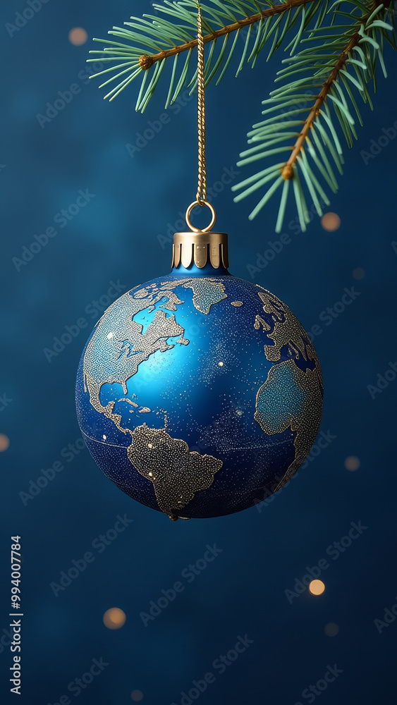 Christmas gold and blue matte ornament on matte dark blue background. New Year's card. Christmas gold and blue matte ornament on matte dark blue background. New Year's card.