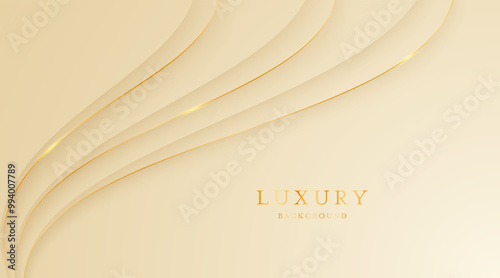 Cream background with elegant golden lines, use for template or cover. Elegant premium cream background. vector illustration	