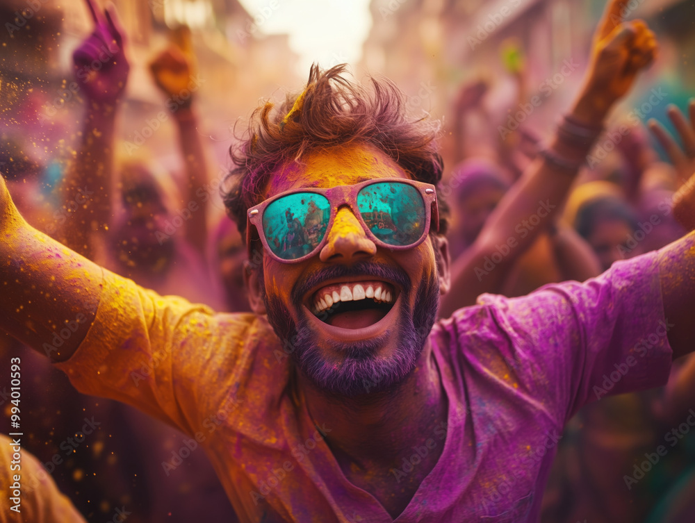 Men having fun of the Holi festival Men having fun of the Holi festival
