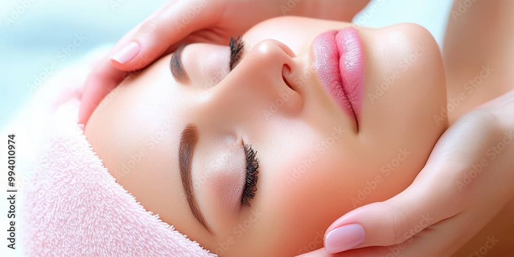Fototapeta premium Relaxing Spa Facial Massage Treatment Close Up