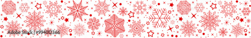Snowflake seamless border. Christmas and Happy New Year background. Simple hanging christmas snowflake seamless border .Holiday christmas decoration. New Year seamless banner