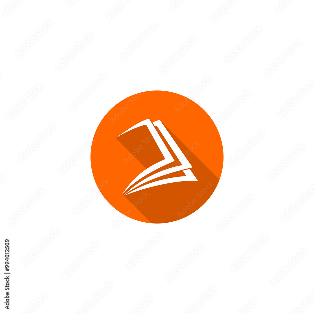 Book Circle Icon with Long Shadow isolated on transparent background