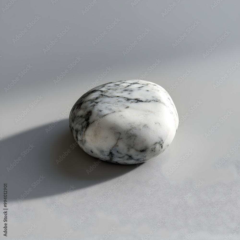A white rock sits on a grey surface A white rock sits on a grey surface