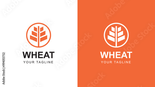 wheat field with a circle logo. creative agriculture icon vector design
