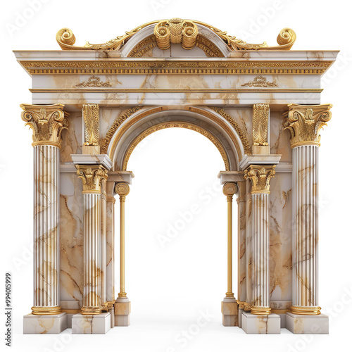 Ornate Classical Archway with Intricate Carvings on a Transparent Background