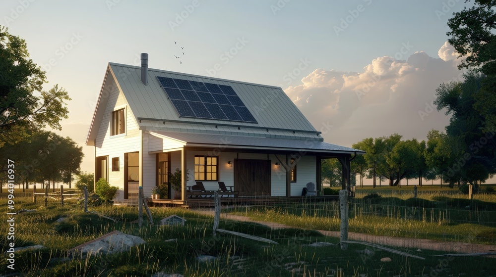 Modern Farmhouse with Solar Panels on Scenic Rural Property for Sustainable Living and Design Inspiration Modern Farmhouse with Solar Panels on Scenic Rural Property for Sustainable Living and Design Inspiration