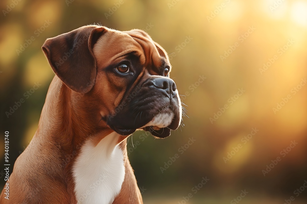 Fototapeta premium Boxer Dog, Dog Portrait Photography, Boxer Dog Close-up, Boxer Dog Pet Photo, High Quality Dog Image